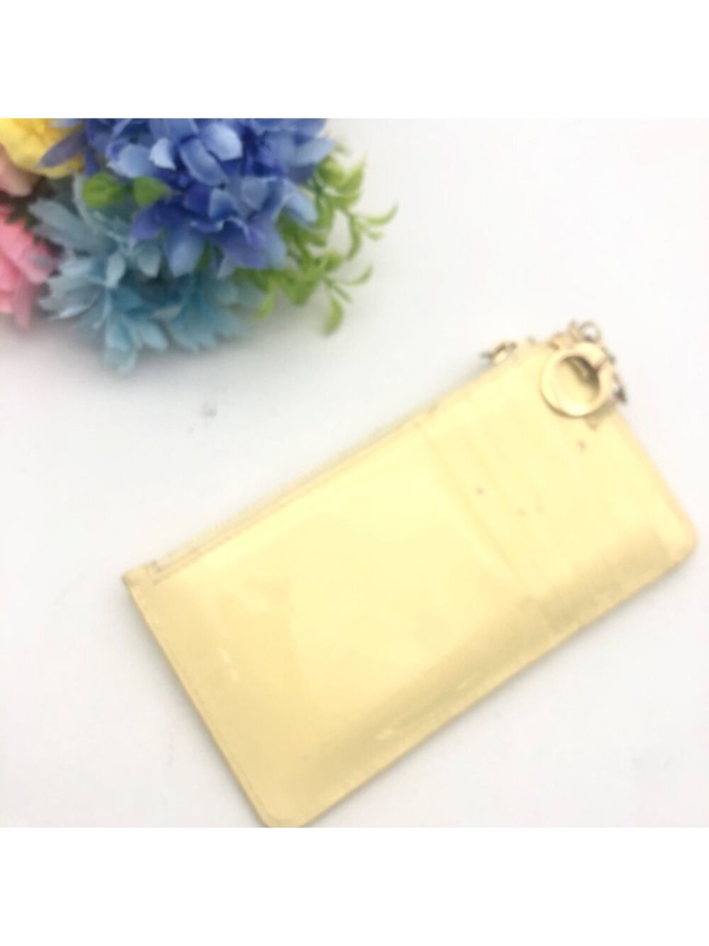 Dior Lady Wallet Fragment Case Lotus Yellow Card Coin Purse - Picture 3 of 7